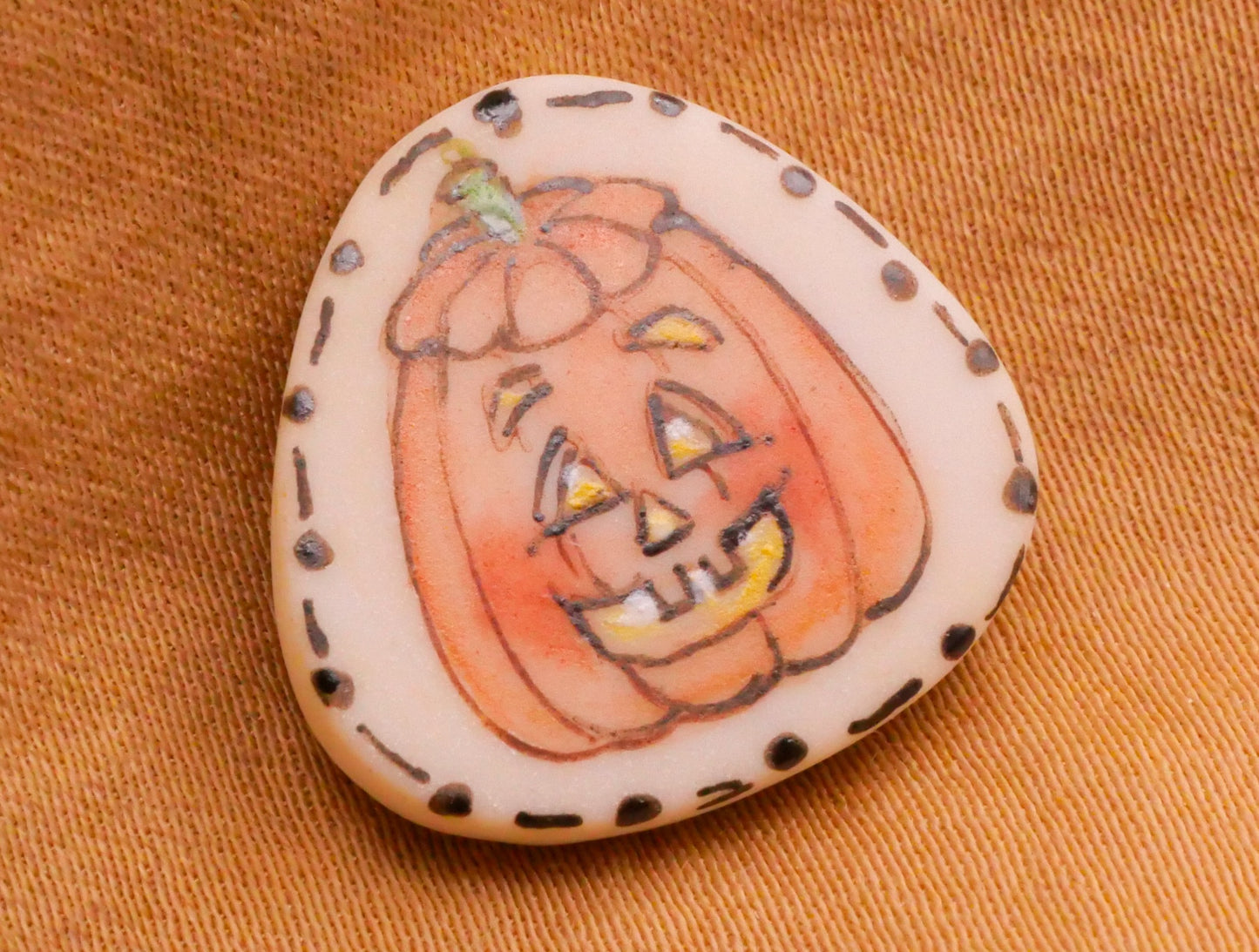 Jack O' Lantern Pumpkin Hand-Painted Porcelain Ceramic Button Various 14-18mm