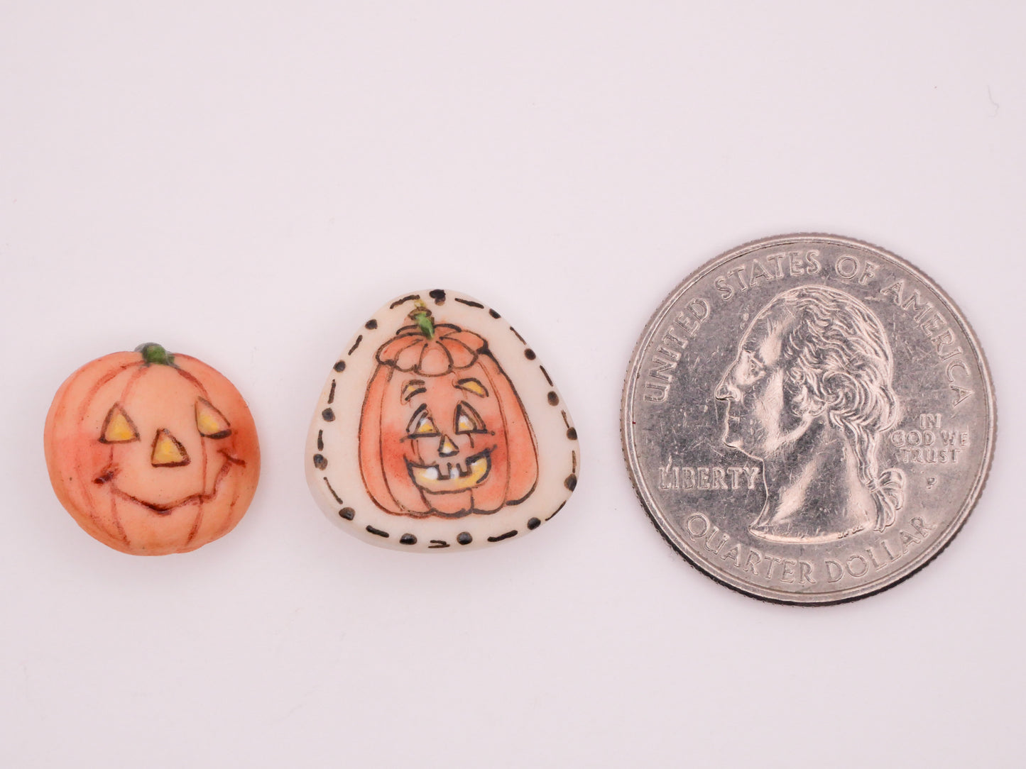 Jack O' Lantern Pumpkin Hand-Painted Porcelain Ceramic Button Various 14-18mm