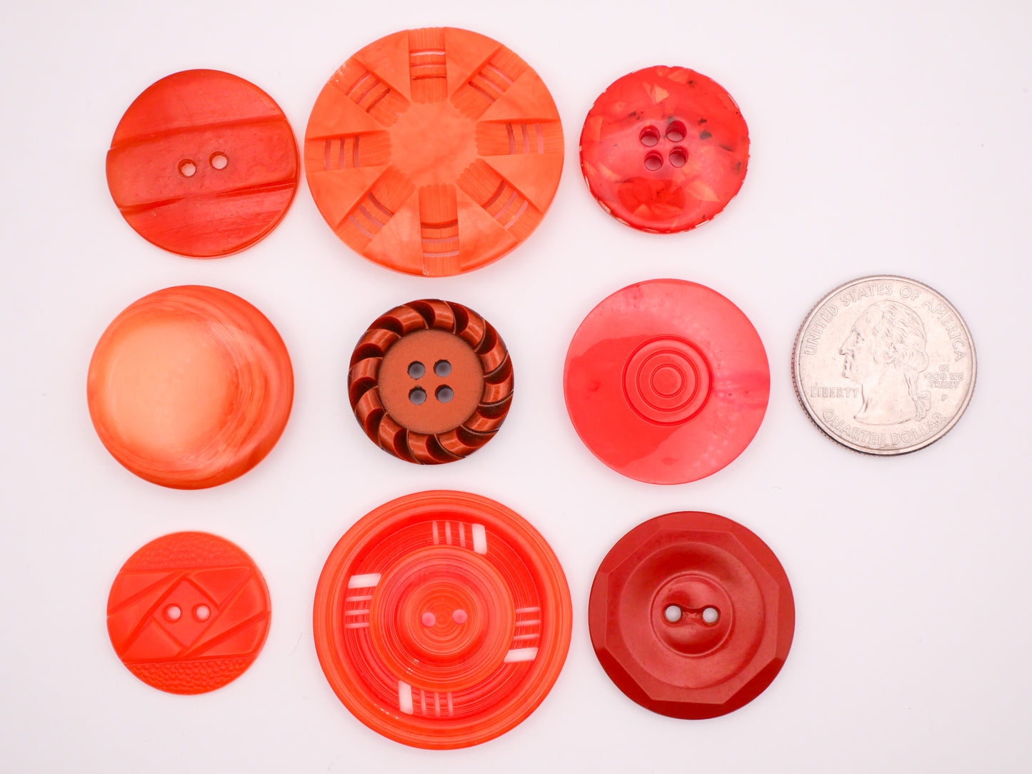 Orange Vintage Plastic Double Cut Housecoat Button Various 21-35mm