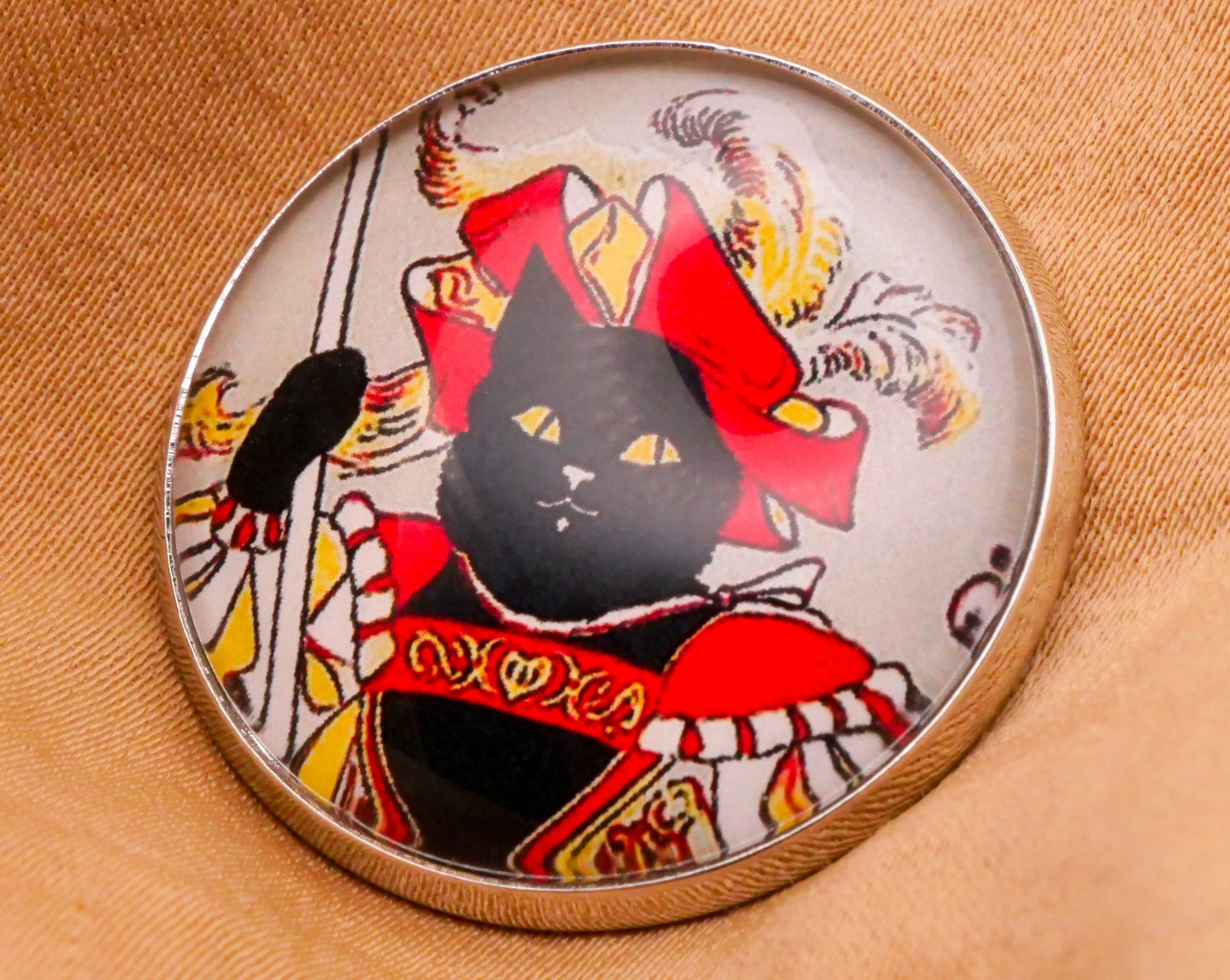 The Black Cat Magazine Illustration Glass Dome Silver Metal Button Various 27mm