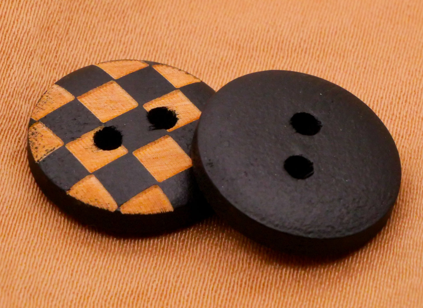 Check Checkerboard Wood Set of Twenty Buttons 15mm