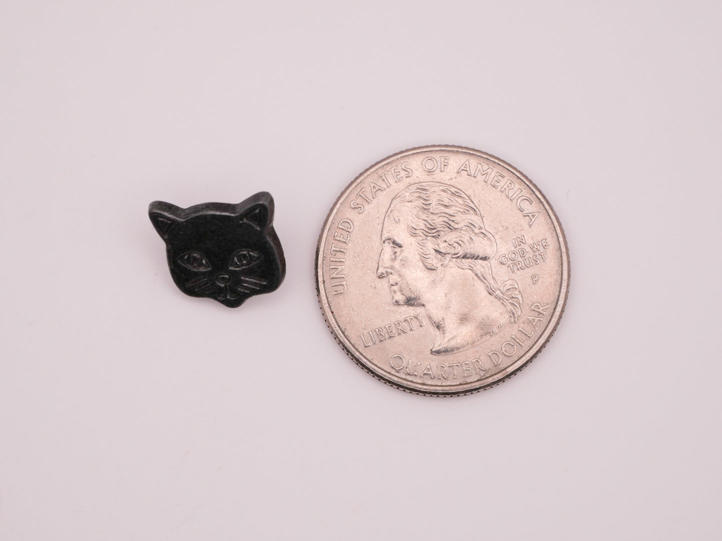 Cat Kitty Face Gunmetal Metal Button 12mm