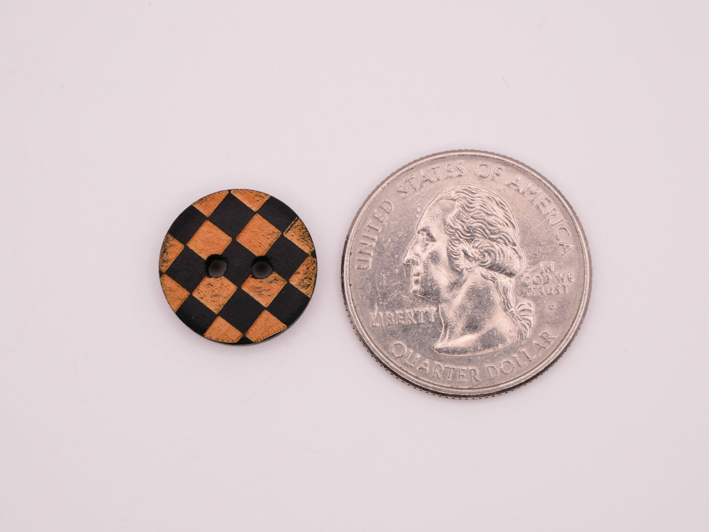 Check Checkerboard Wood Set of Twenty Buttons 15mm