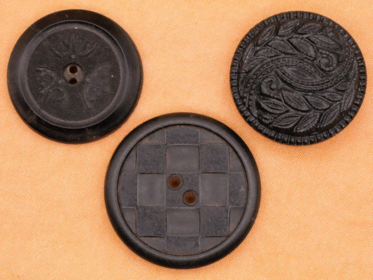 Rubber Composition Crown Check Leaf Vintage Button Various 24-28mm