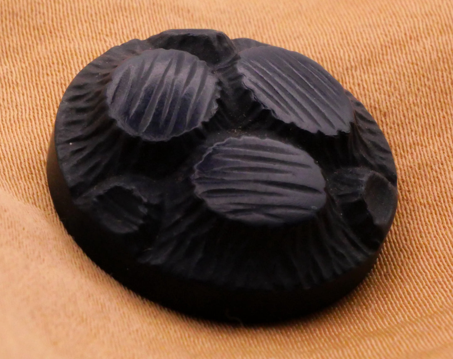 Tree Stump Navy Blue Buffed Celluloid Button 22mm