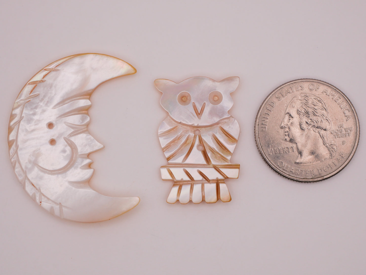 Carved Mother of Pearl Crescent Moon Owl Button Various 19-40mm