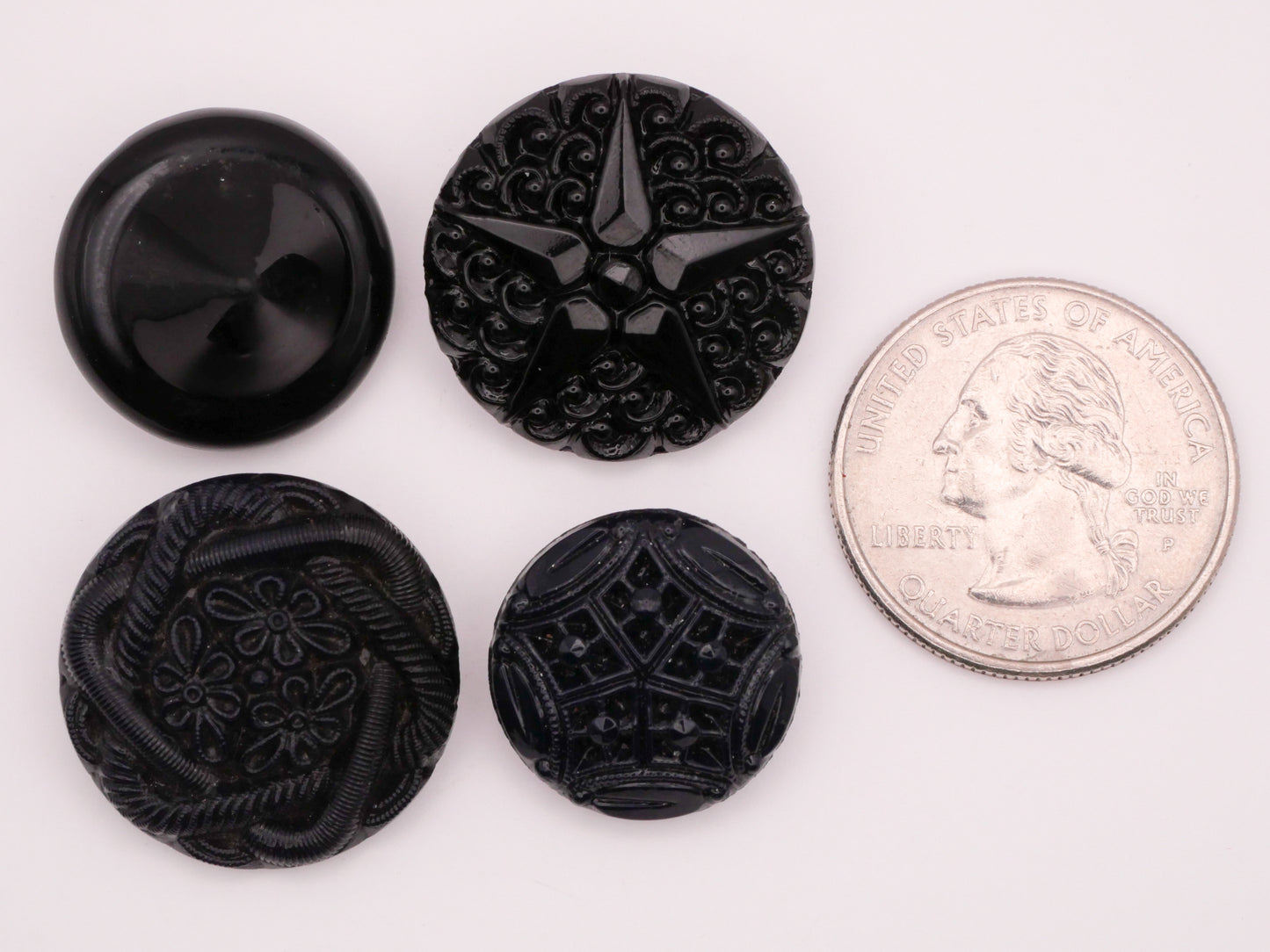 Witch Hat Star Black Navy Vintage Glass Button Various 18-23mm