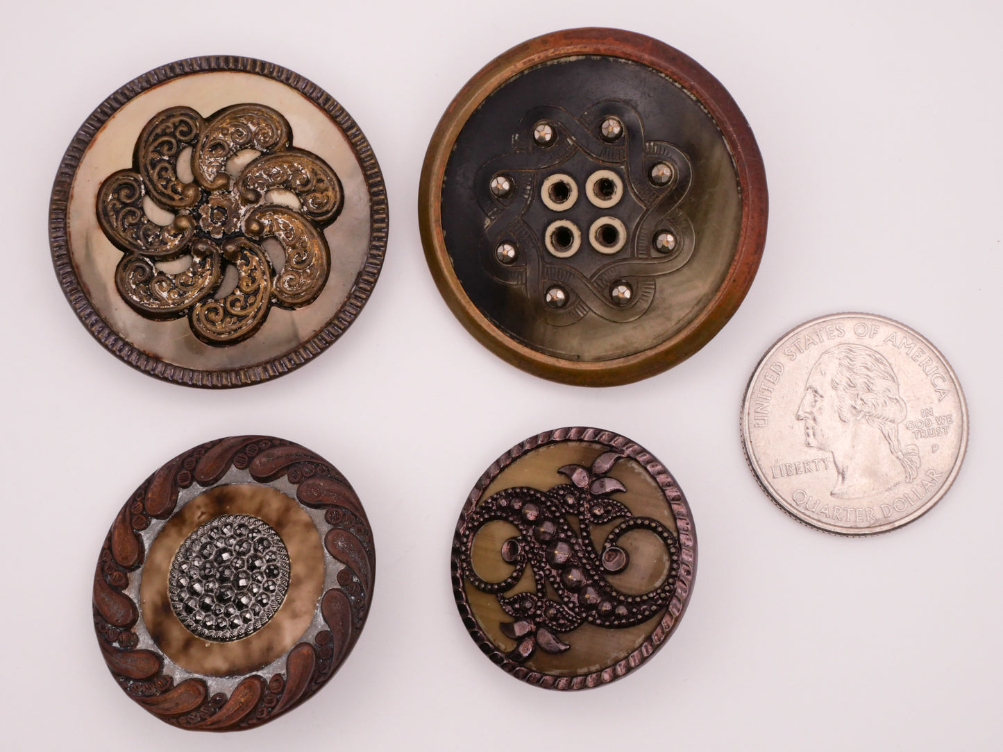 Victorian Celluloid Swirl Star Steel Cut Metal Button Various 27-38mm