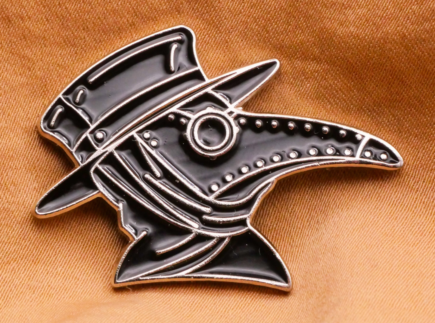 Plague Doctor Mask Hat Enamel Metal Button 27x34mm