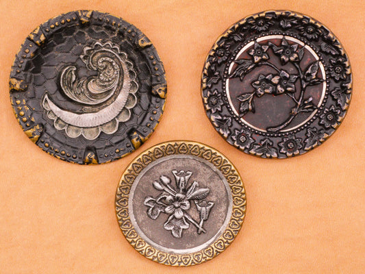 Lace Floral Flower Antique Metal Large Button Various 32-38mm