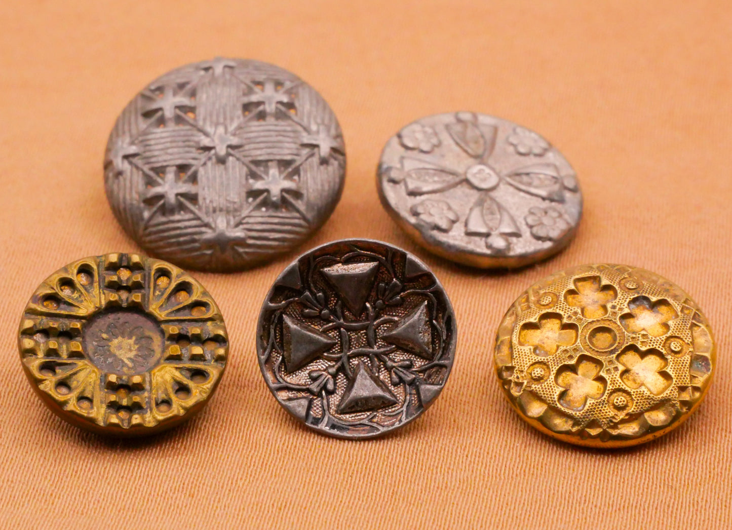 Cross Design Pattern Antique Metal Button Various 14-18mm