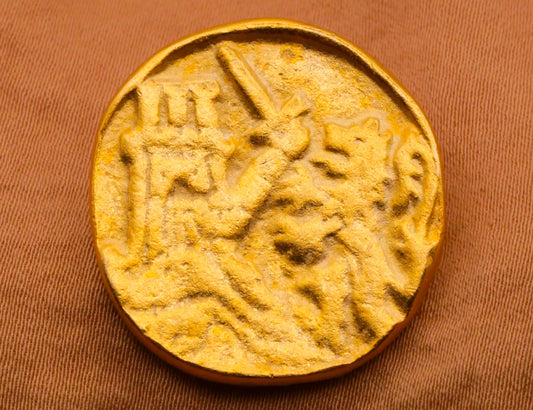 Knight Sword Castle Lion Dragon Vintage Gold Metal Button 26mm