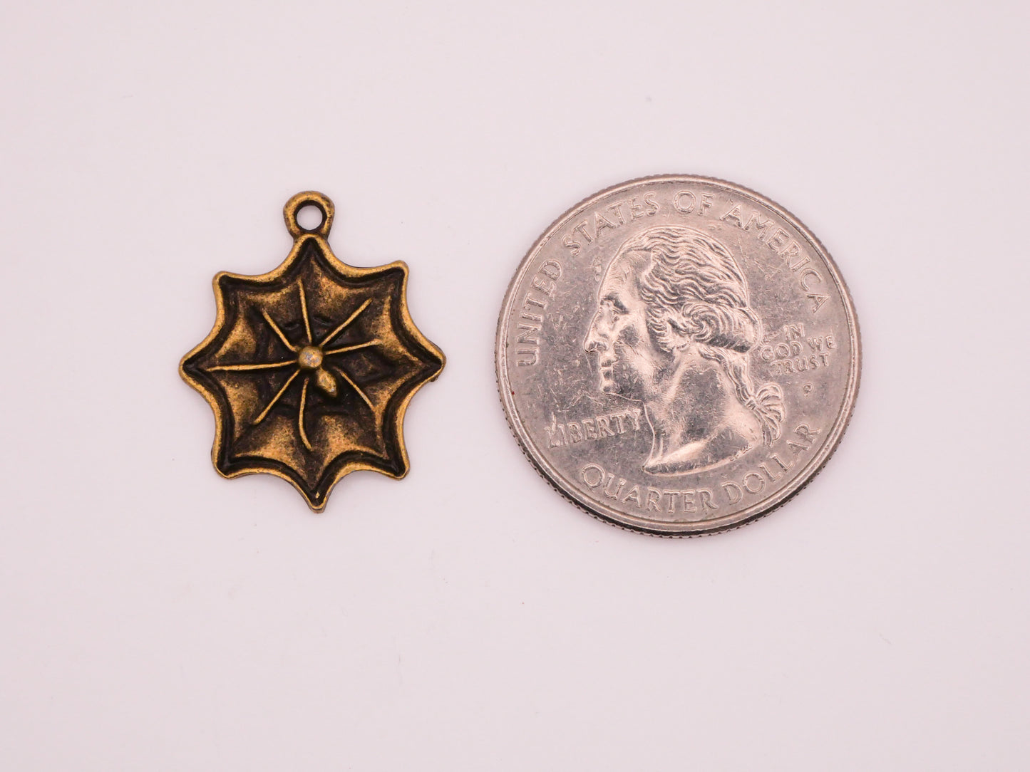 Spider Web Bronze Metal Pair of Charms Embellishments 17x21mm