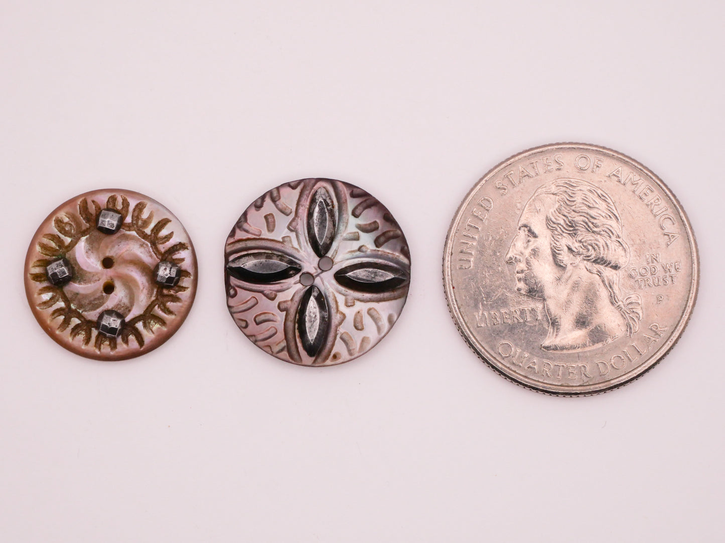 Sun Cross Carved Smoky Mother of Pearl Steel Cut Button Various 16-18mm