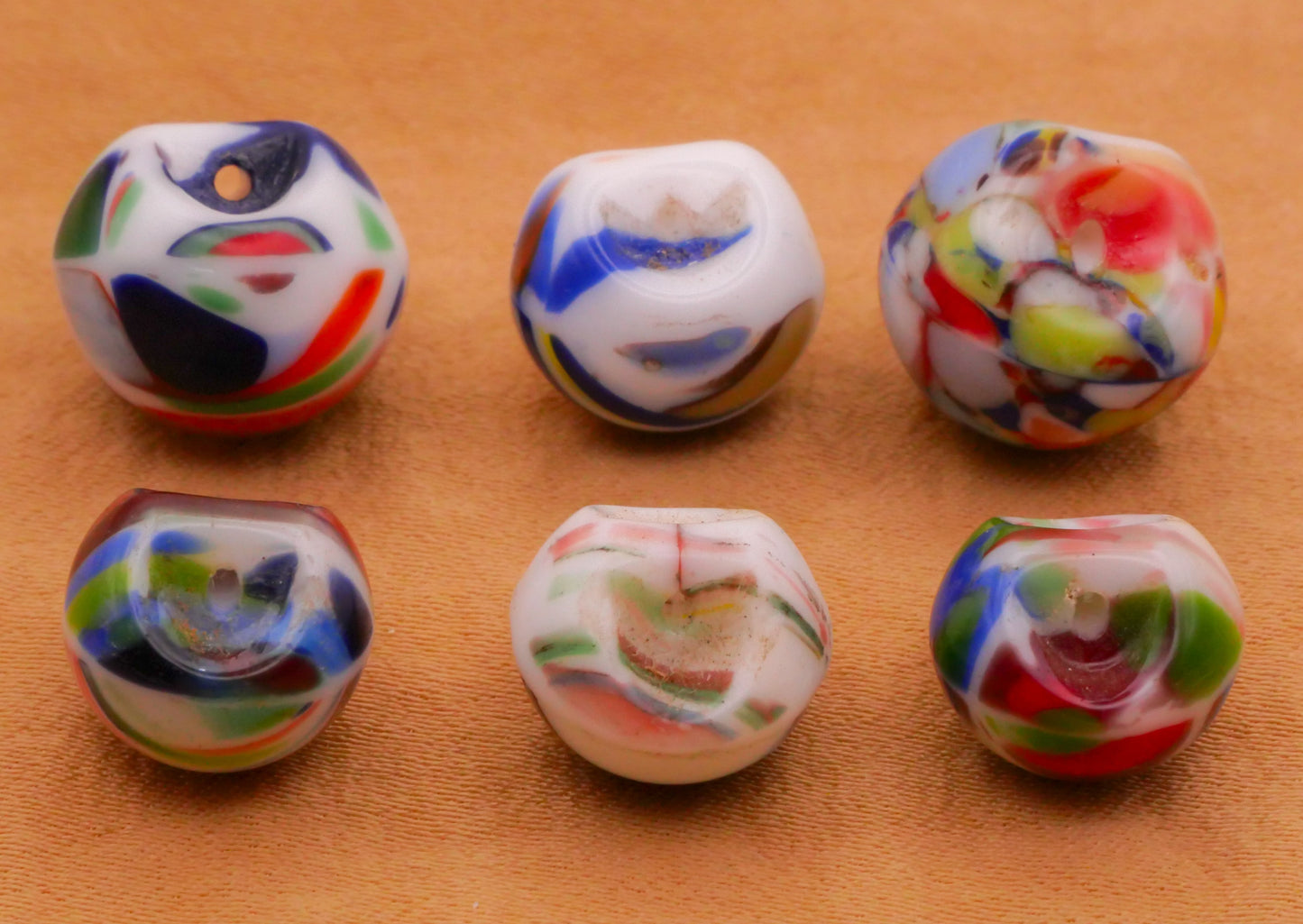 Marble Swirl Stripe Vintage Glass Button Various 11-14mm