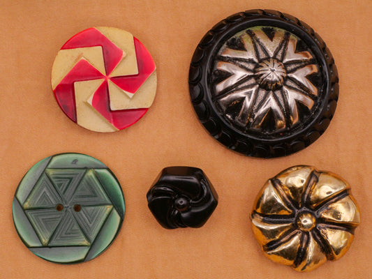 Pinwheel Celluloid Early Plastic British Bakelite Vintage Button Various 16-40mm