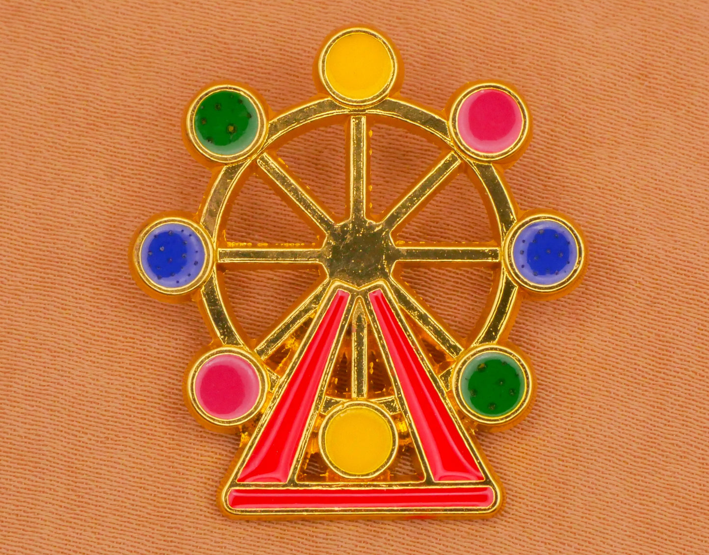 Ferris Wheel Ride Gold Metal Enamel Button 26x28mm