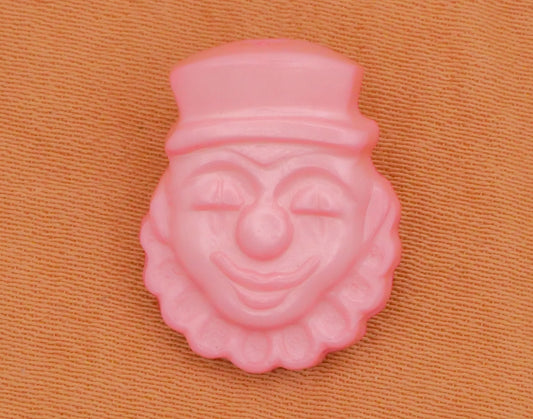 Clown Face Pink Vintage Plastic Button 14x18mm