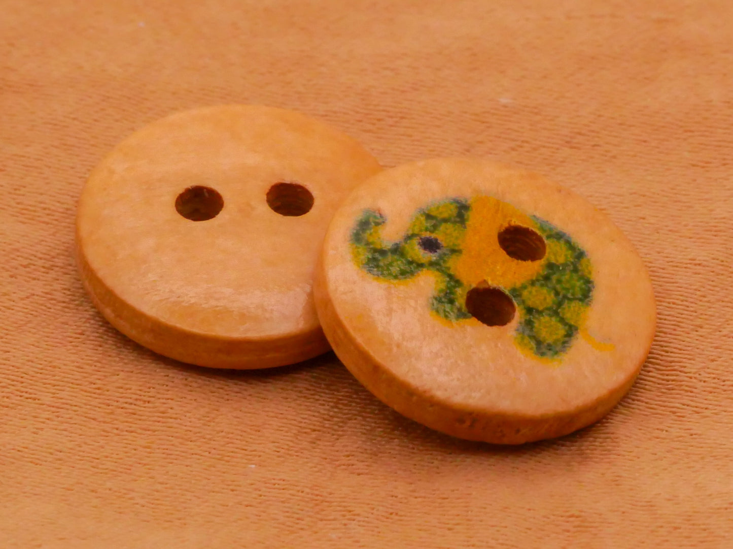 Elephant Animals Wood Set of Twenty Buttons 15mm