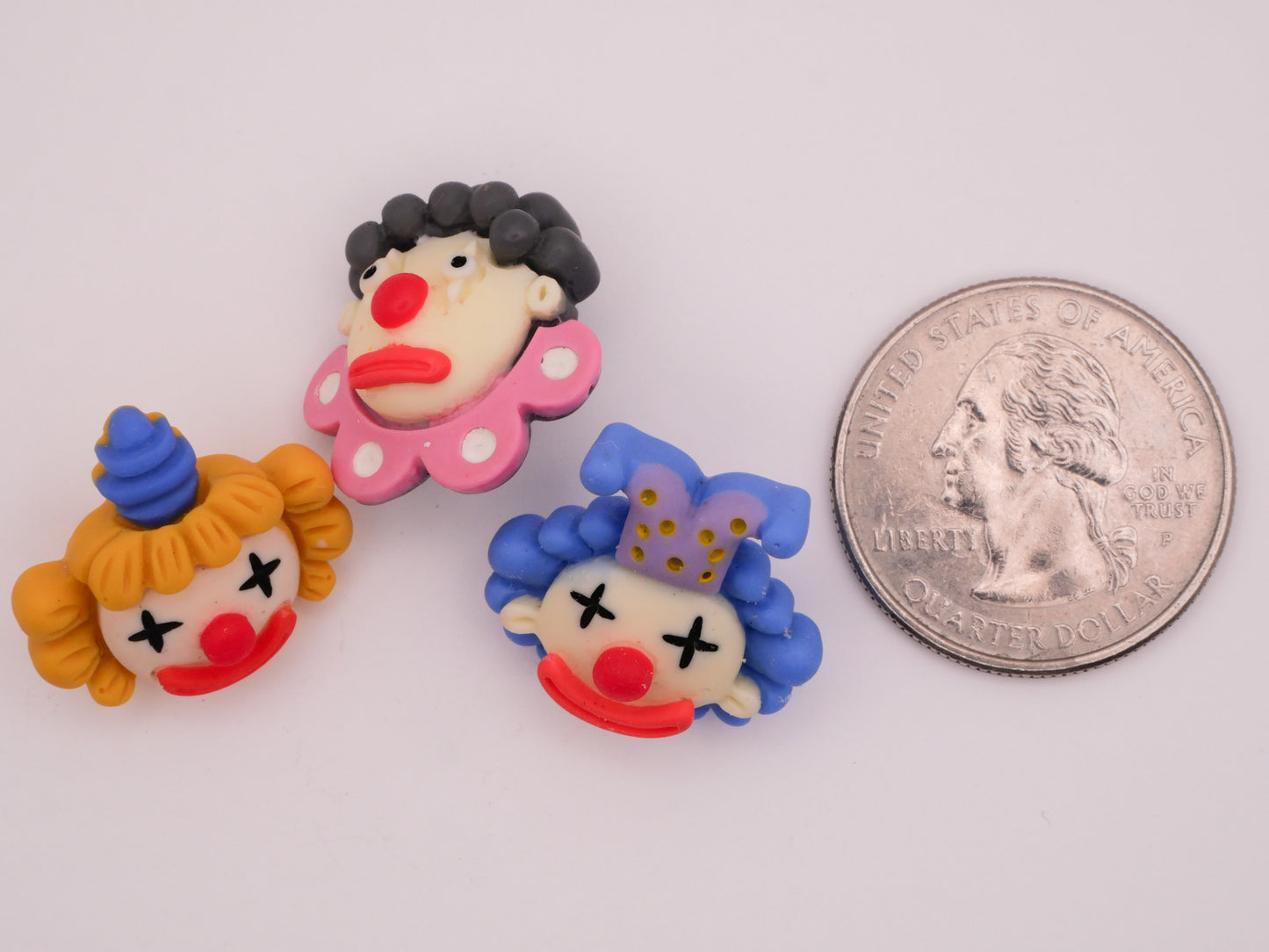 Clown Circus Performer Retro Soft Plastic Set of Three Buttons 18-21mm