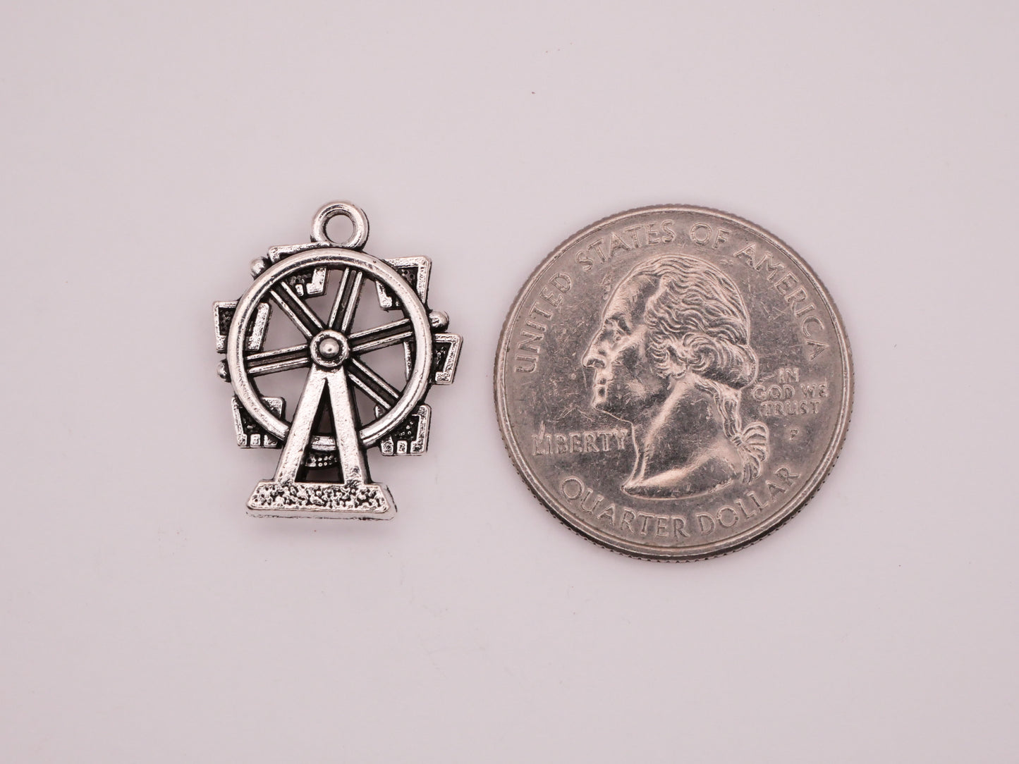 Ferris Wheel Ride Silver Metal Pair of Charms Embellishments 17x22mm