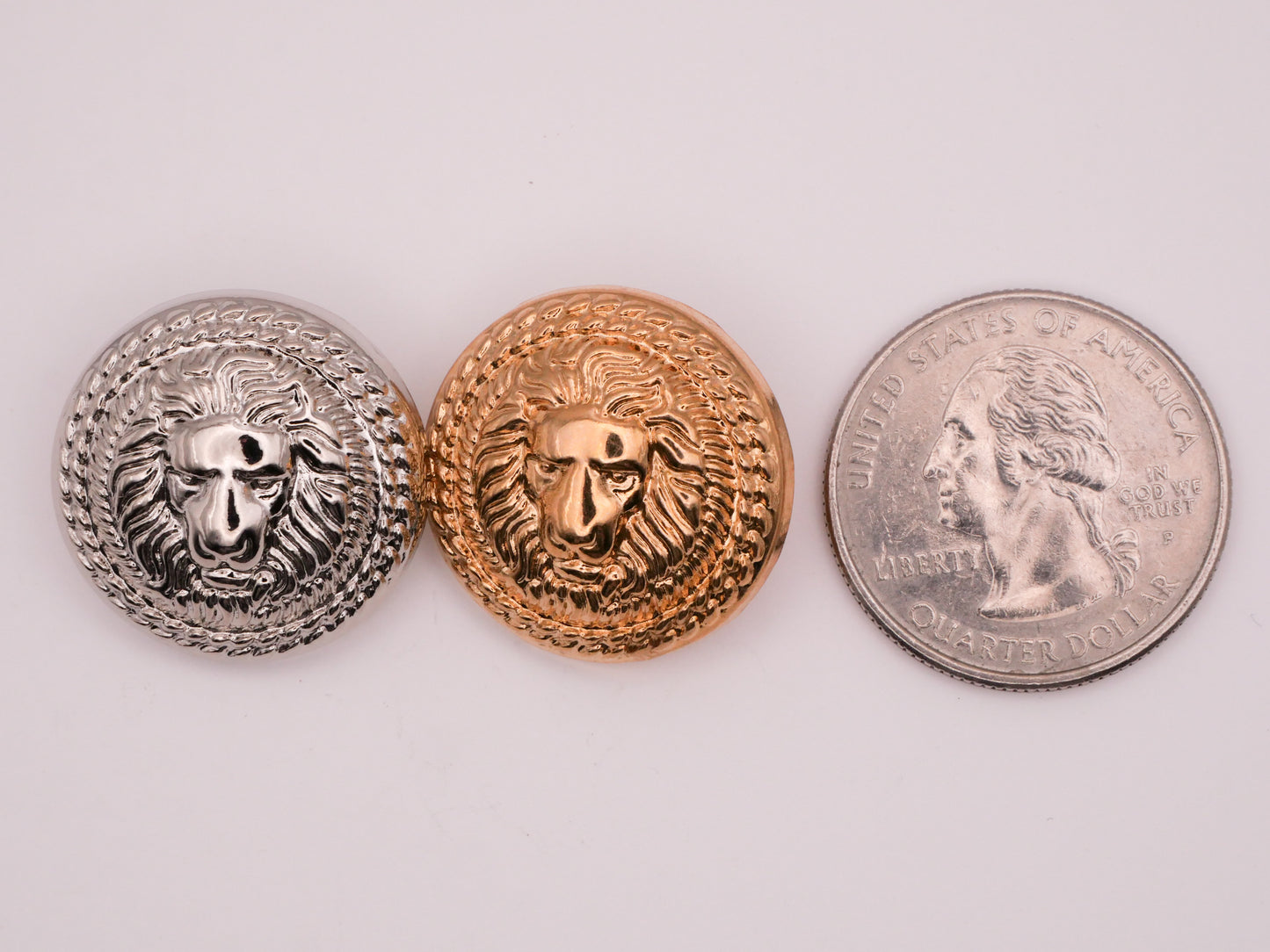 Lion Face Emblem Silver Gold Metal Button Various 22mm