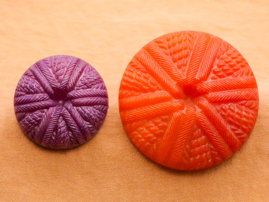 Purple Orange Basket Weave Woven Look Vintage Plastic Button Various 28-42mm