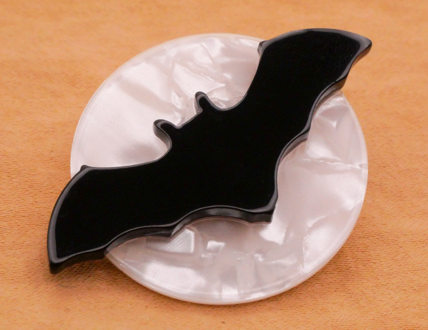 Bat Moon Large Marbled Acrylic Plastic Button 30x42mm