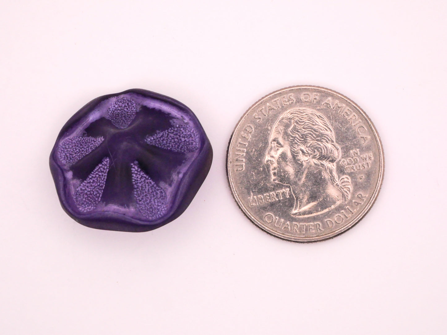 Wavy Flower Pinwheel Purple Vintage Plastic Button 23mm