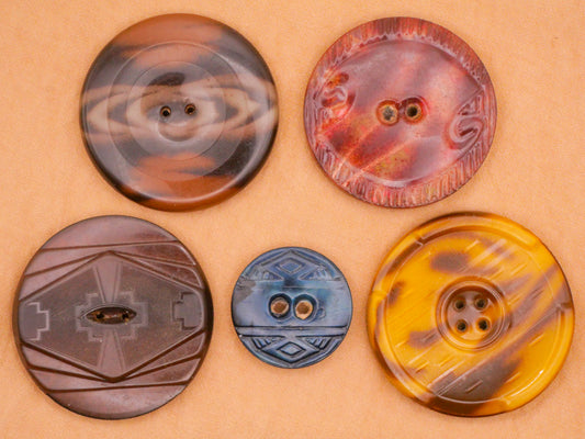 Celluloid Tribal Native American Inspired Early Plastic Button Various 23-39mm