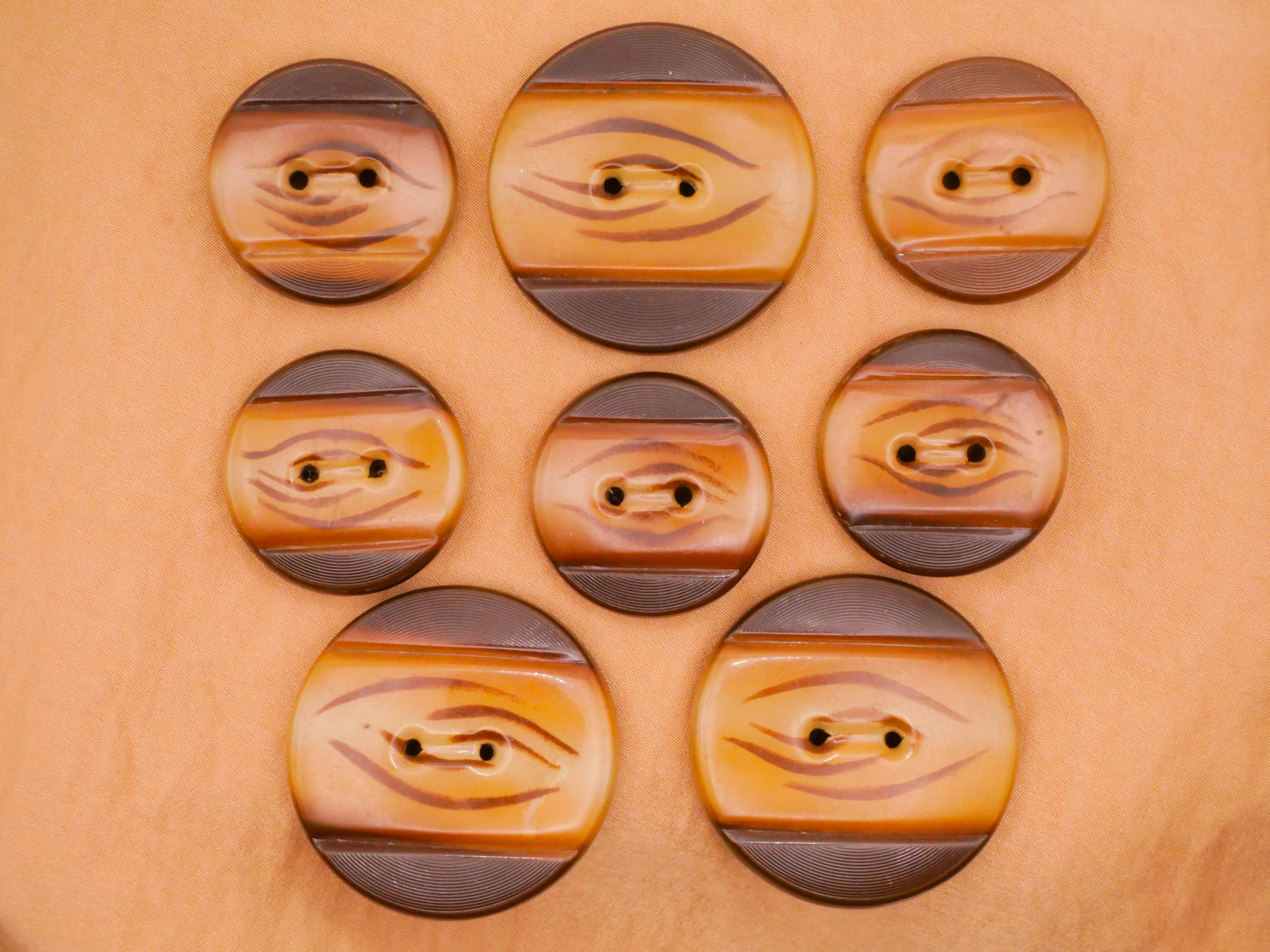 Tribal Design Celluloid Tight Top Vintage Plastic Button Various 29-38mm