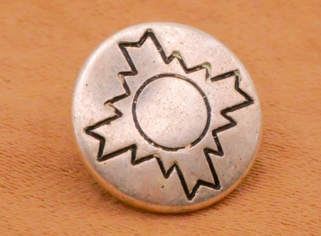 Southwestern Sun Silver Metal Set of Three Buttons 11mm