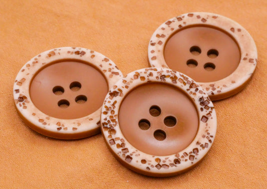 Brown Composite Edge Plastic Set of Three Buttons 25mm