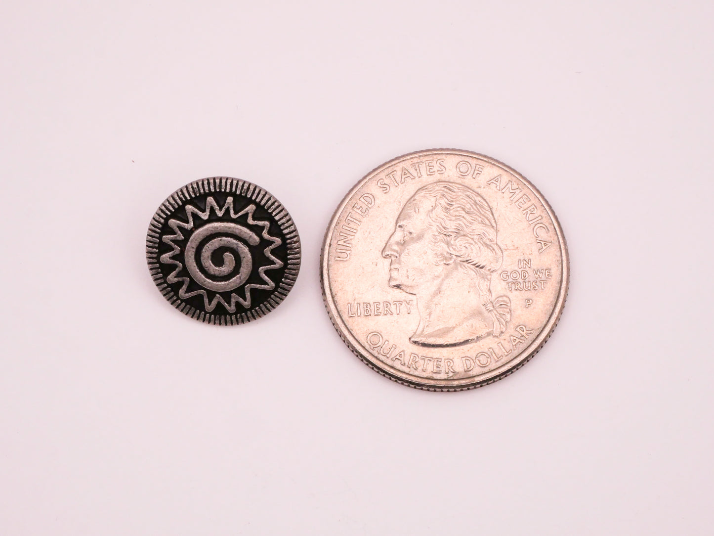 Tribal Design Eye Antiqued Silver Plastic Set of Three Buttons 15mm