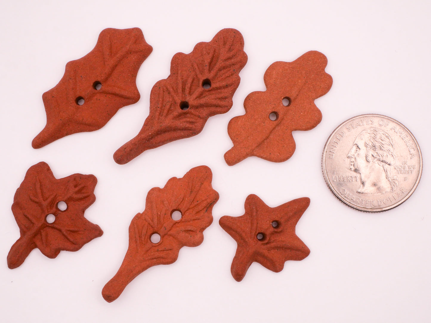 Leaf Handmade Brown Clay Sew-Thru Button Various 19-45mm