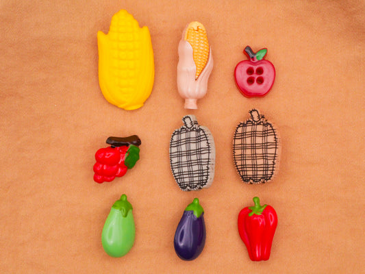 Vegetables Farming Realistic Plastic Button Various 11-29mm