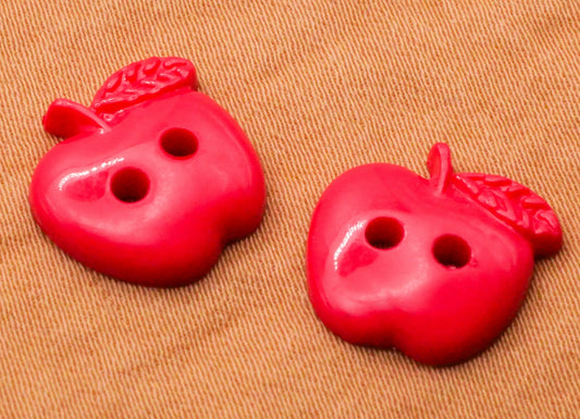 Apple Red Plastic Sew-Thru Pair of Buttons 13mm