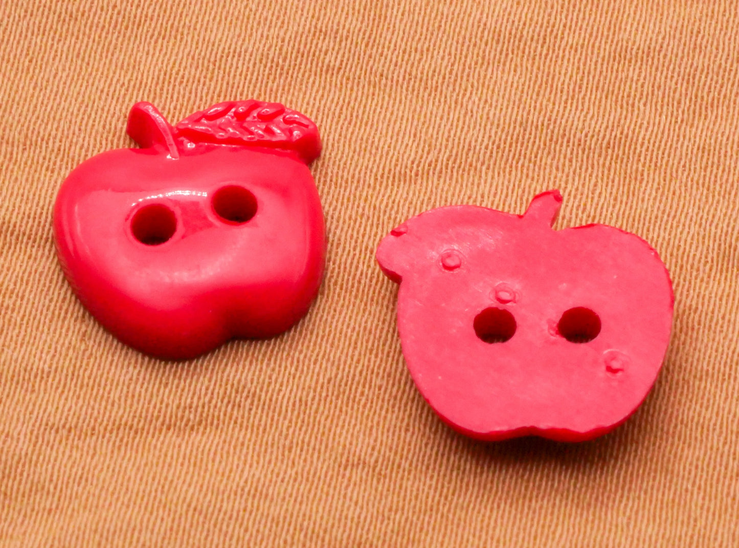 Apple Red Plastic Sew-Thru Pair of Buttons 13mm