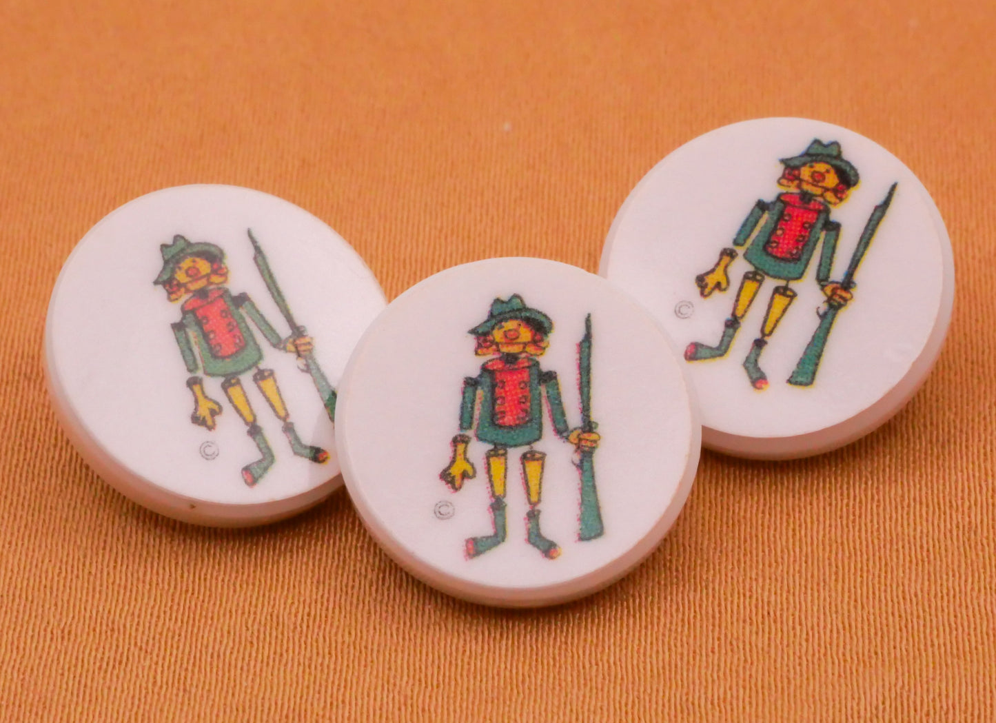 Scarecrow Cartoon Vintage Plastic Button 16mm