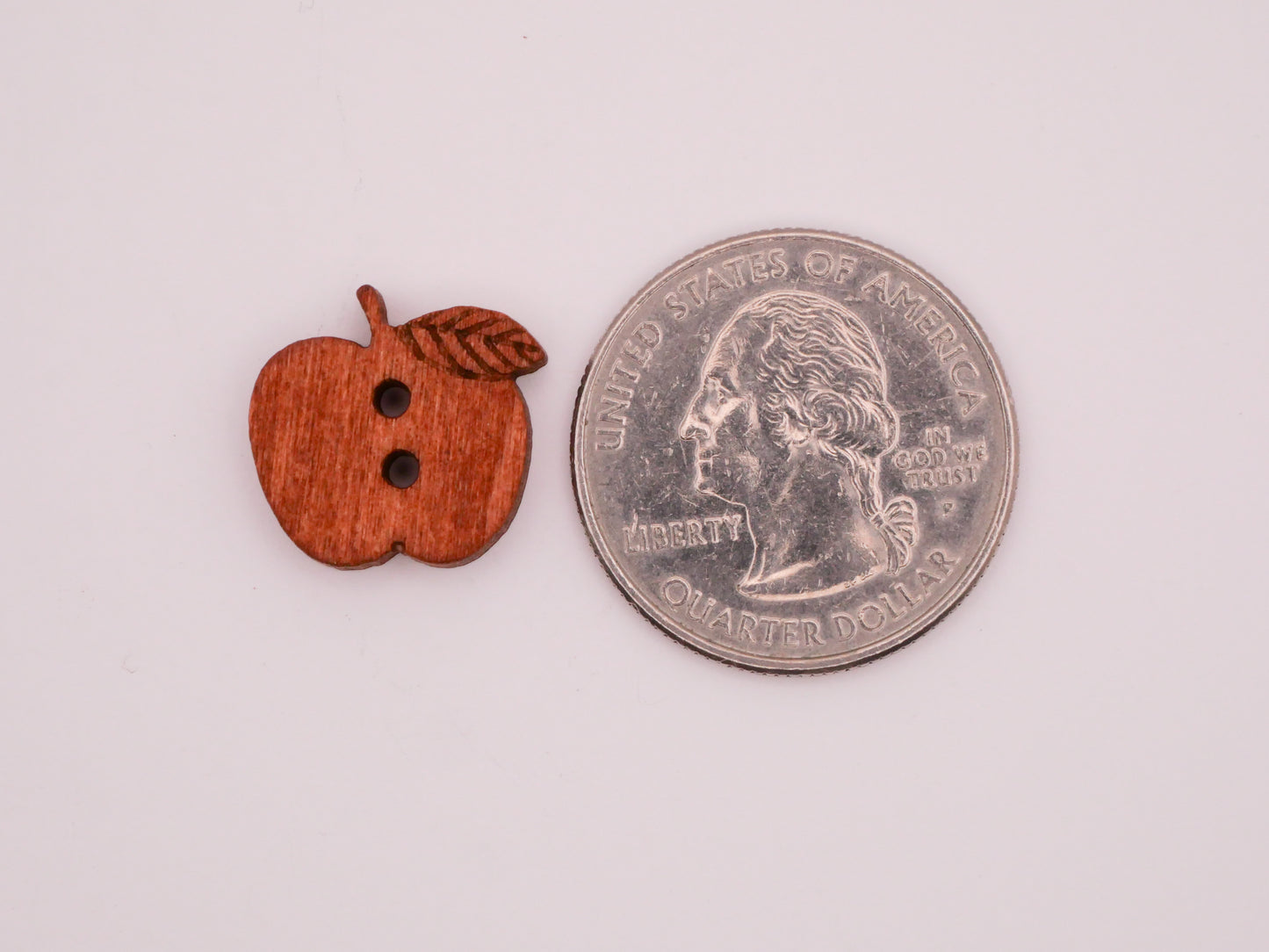 Apple Fruit Laser Cut Wood Set of Ten Buttons 15x16mm