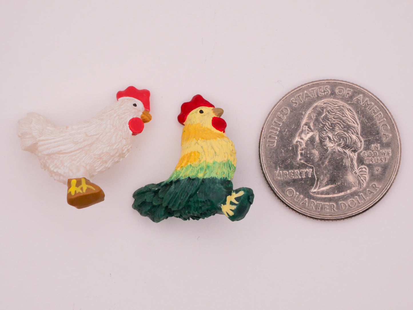 Rooster White Colorful Hand-Painted Plastic Button Various 23x26mm