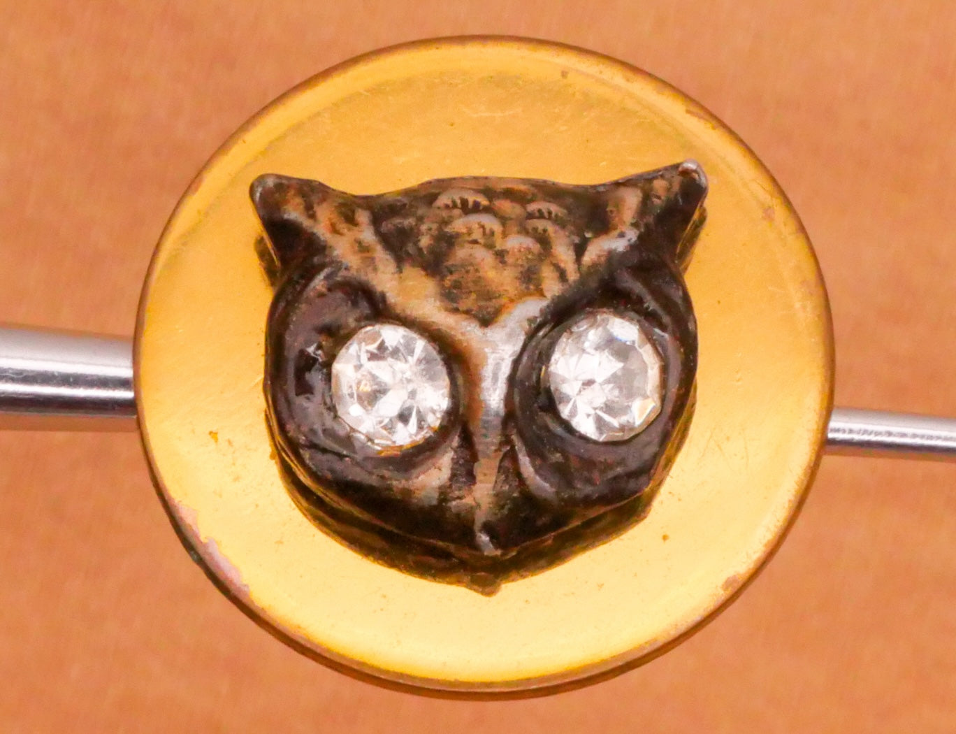 Owl Moon Antique Metal Rhinestone Steel Cut Button Various 13-16mm