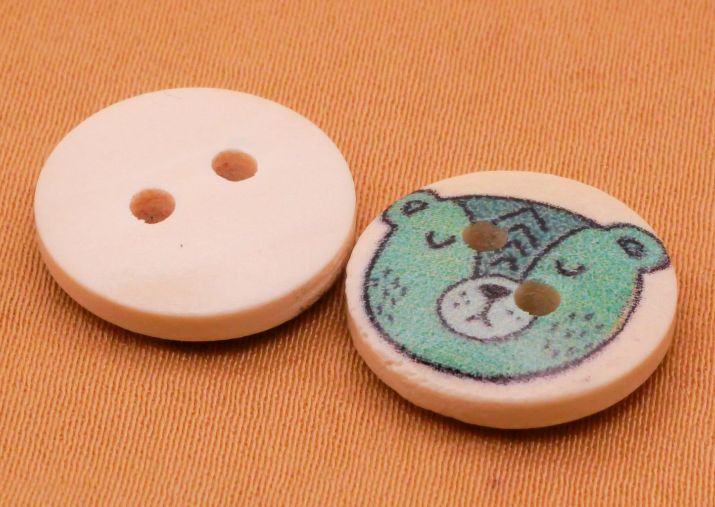 Animals Deer Bear Owl Fox Faces Wood Set of Twenty Buttons 15mm