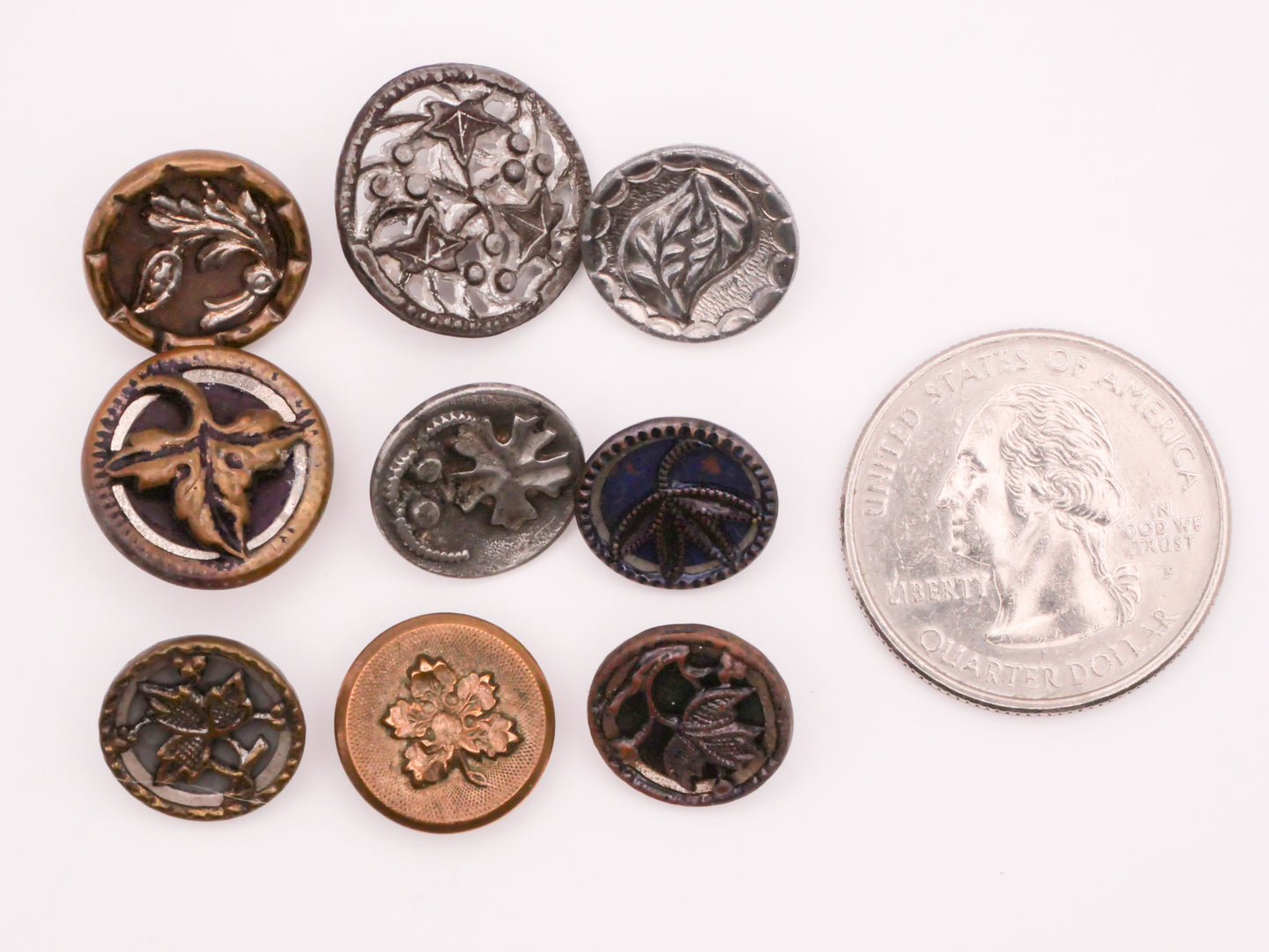 Leaf Leaves Antique Metal Button Various 13-17mm