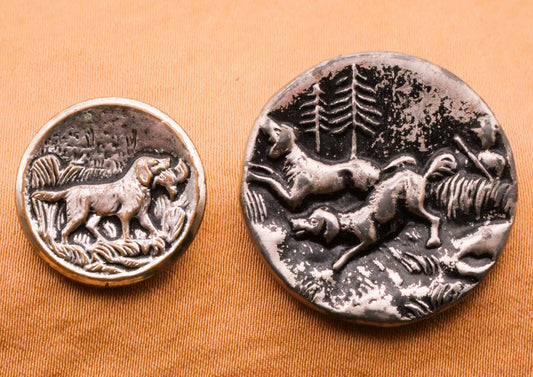 Hunting Dog Antique Silver Metal Button Various 18-26mm