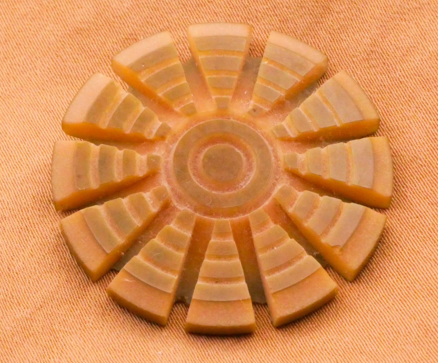 Sunburst Carved Vegetable Ivory Tagua Nut Vintage Button 31mm