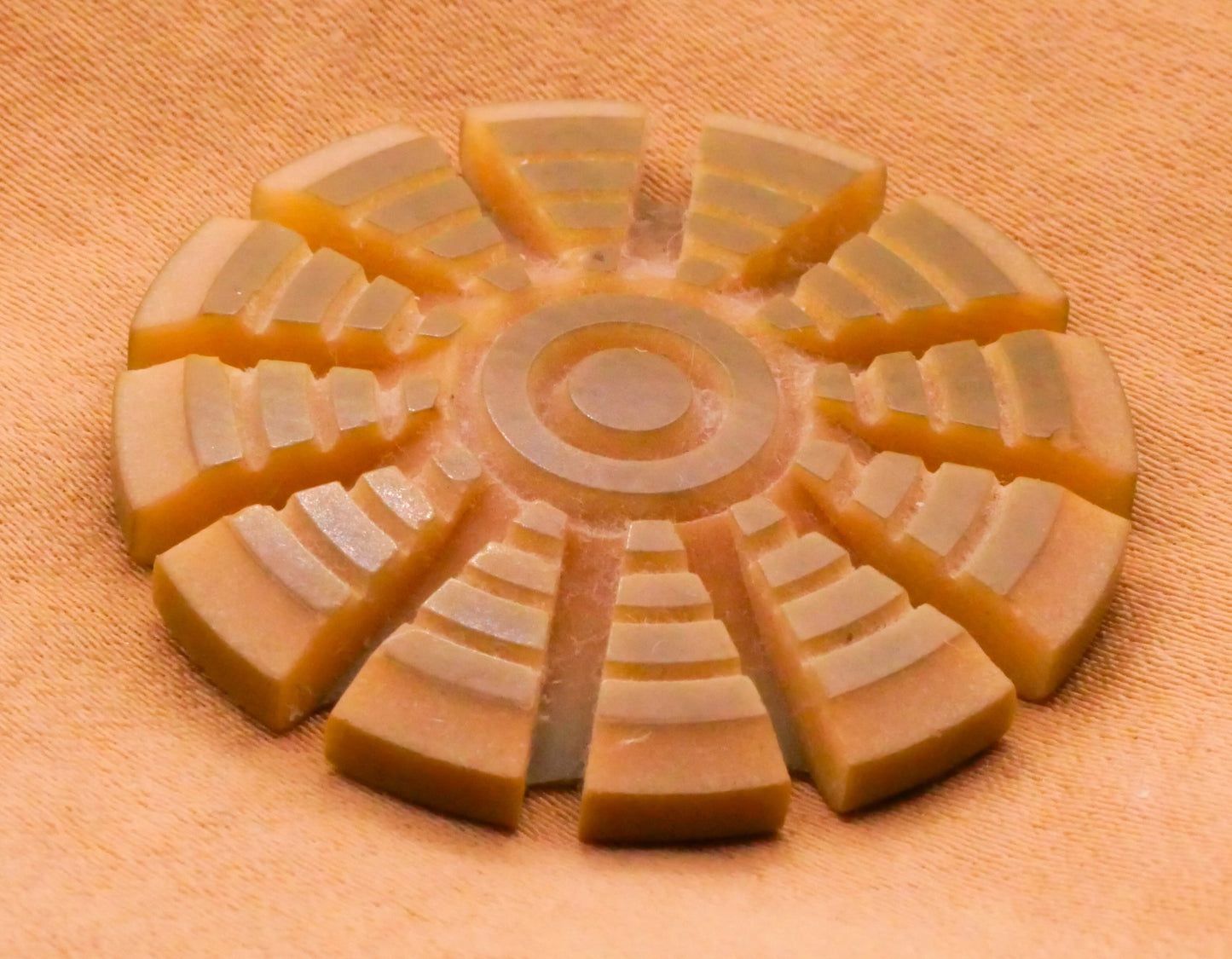 Sunburst Carved Vegetable Ivory Tagua Nut Vintage Button 31mm