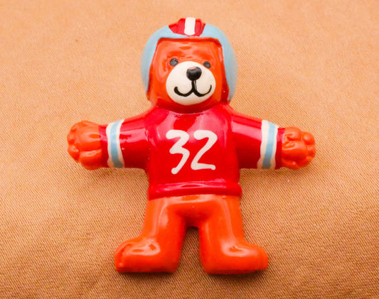 Football Bear Jersey Helmet Vintage Plastic Button 32x35mm