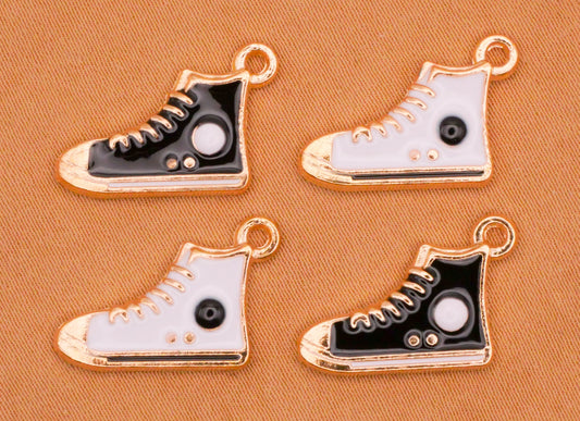 Converse Chuck Taylor All Star Sneaker Metal Enamel Set of Four Charms 12x19mm