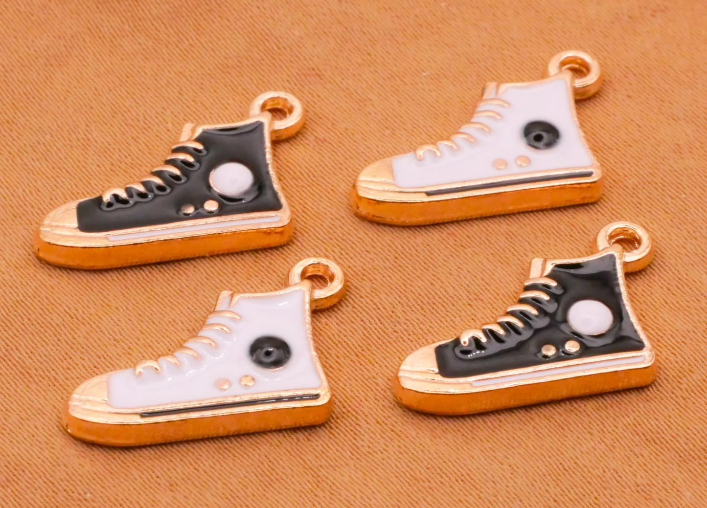 Converse Chuck Taylor All Star Sneaker Metal Enamel Set of Four Charms 12x19mm